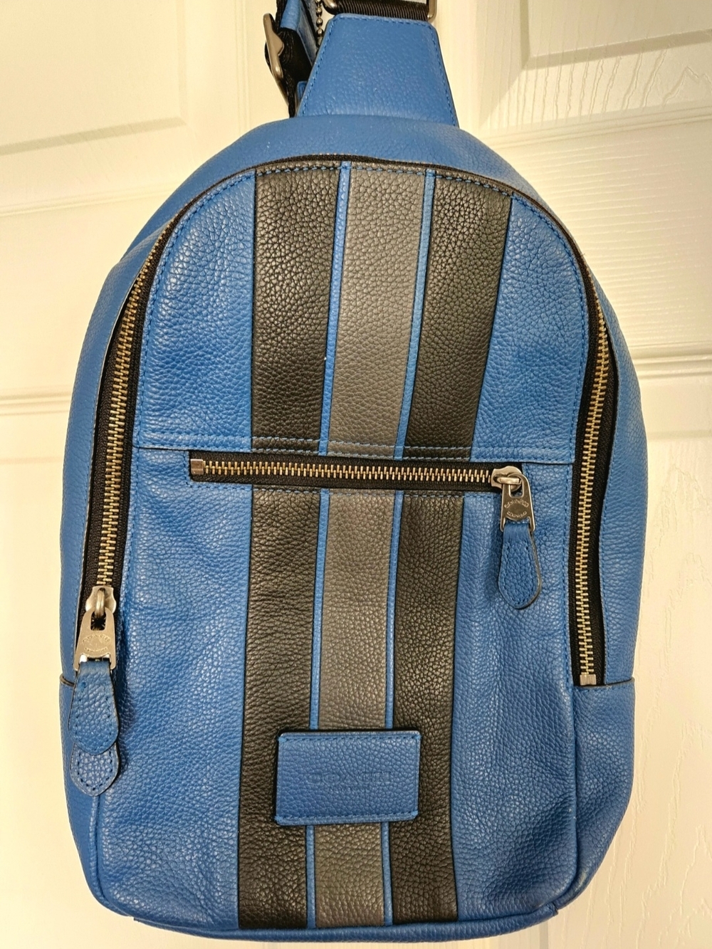 Coach West Pack Blue and Black Leather Bag